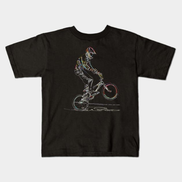 bmx Kids T-Shirt by rickylabellevie